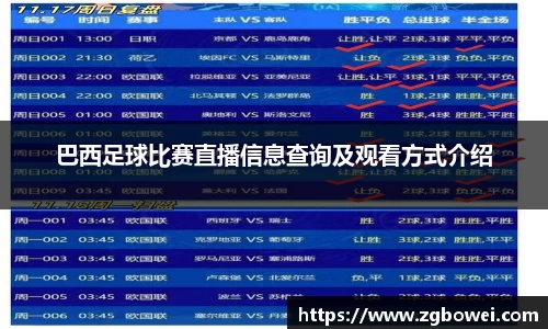 巴西足球比赛直播信息查询及观看方式介绍