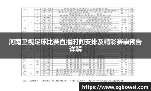 河南卫视足球比赛直播时间安排及精彩赛事预告详解