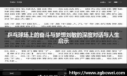 乒乓球场上的奋斗与梦想刘敏的深度对话与人生启示