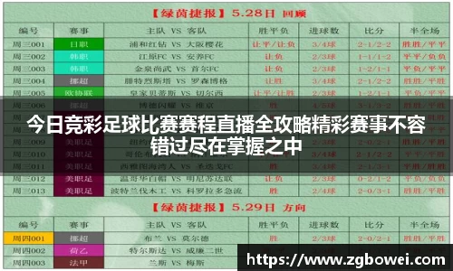 今日竞彩足球比赛赛程直播全攻略精彩赛事不容错过尽在掌握之中